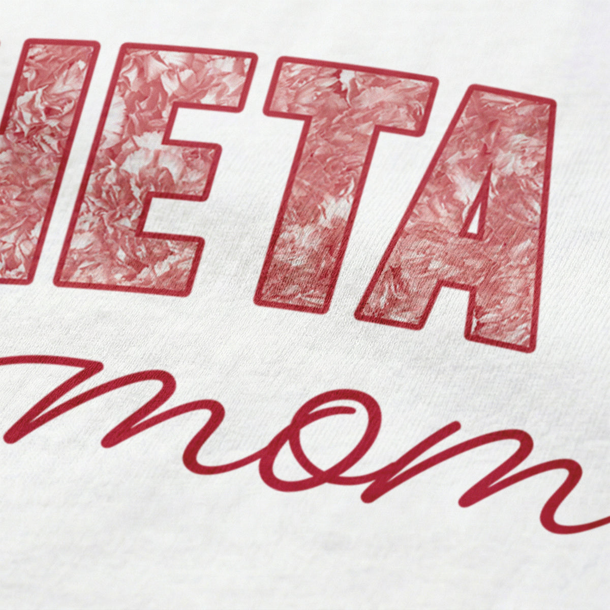 Close-up image of fraternity mom t-shirt graphic