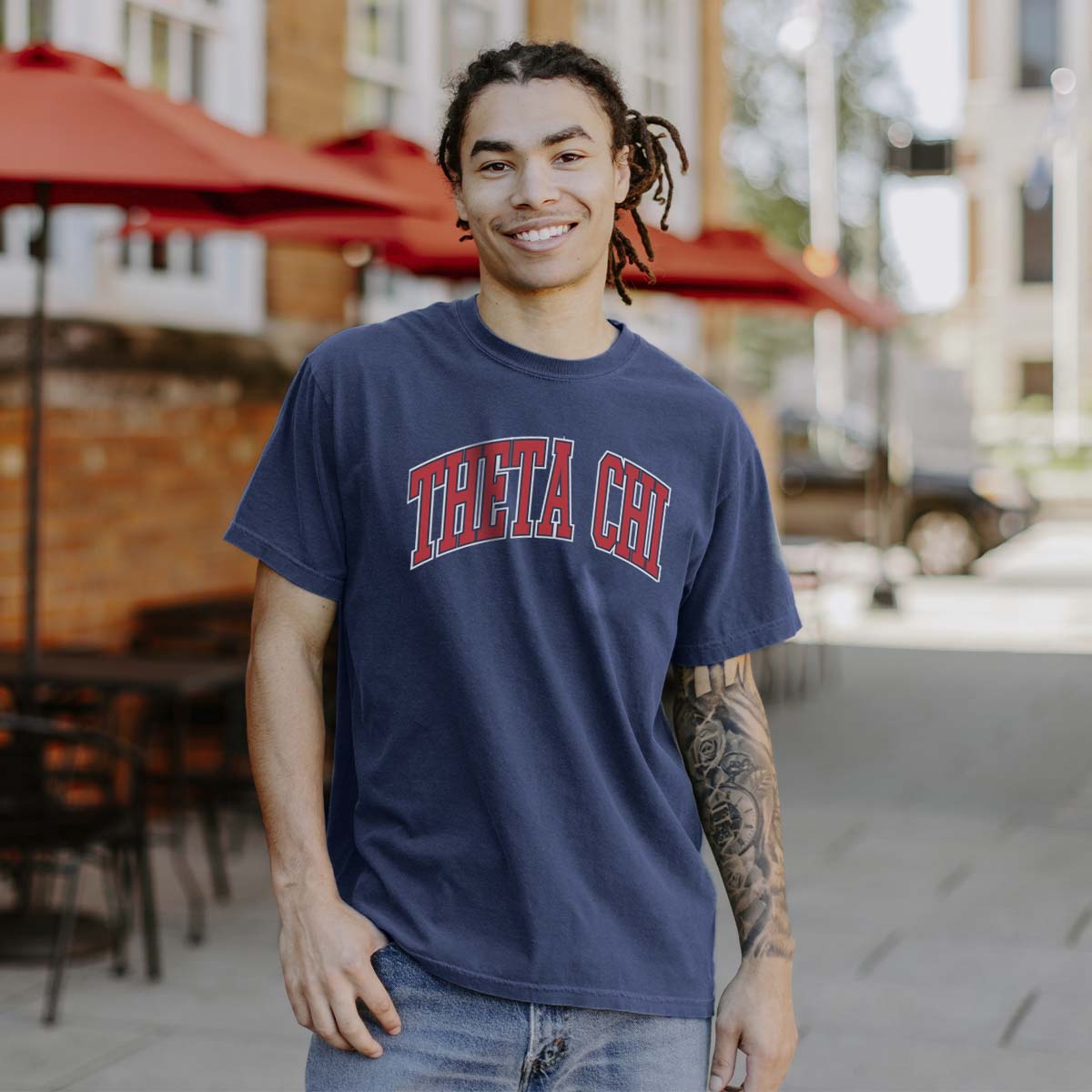 Theta Chi Navy Varsity Short Sleeve Tee