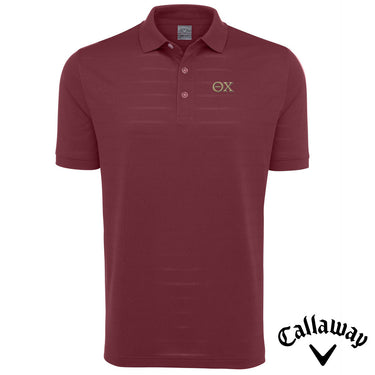 Theta Chi Maroon Callaway Opti-Vent Polo with gold embroidered Greek letters on the left chest.