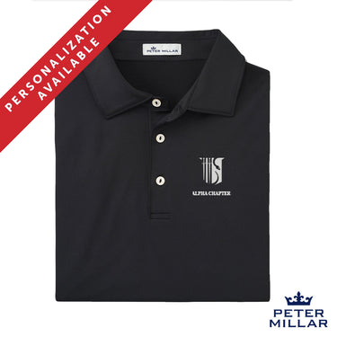 Theta Chi Personalized Peter Millar Black Polo With Symbol