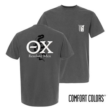 Grey Comfort Colors Theta Chi Resolute Men Pocket Tee