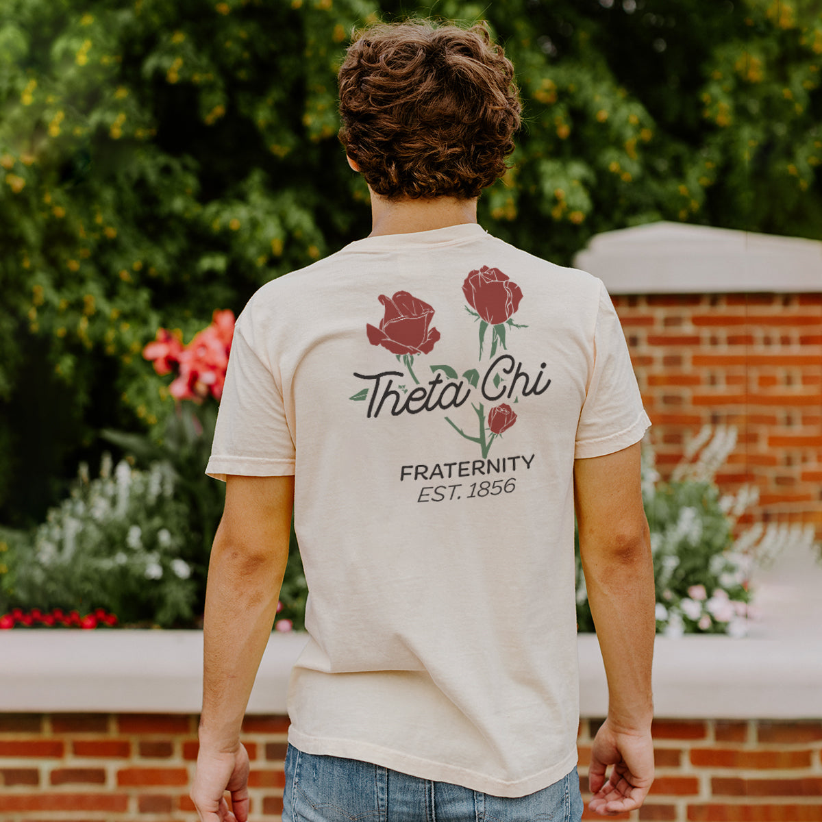 New! Theta Chi Comfort Colors Rosebud Ivory Short Sleeve Tee
