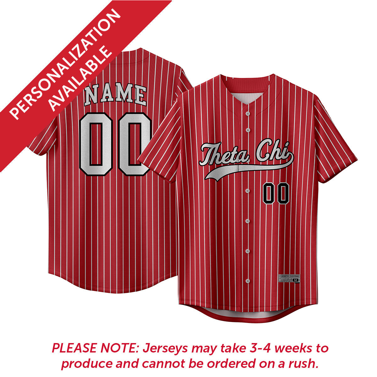Theta Chi Pinstripe Baseball Jersey.