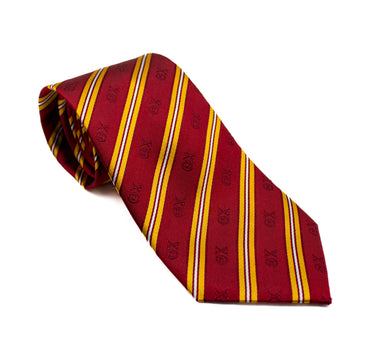 Theta Chi Red and Gold Striped Silk Tie