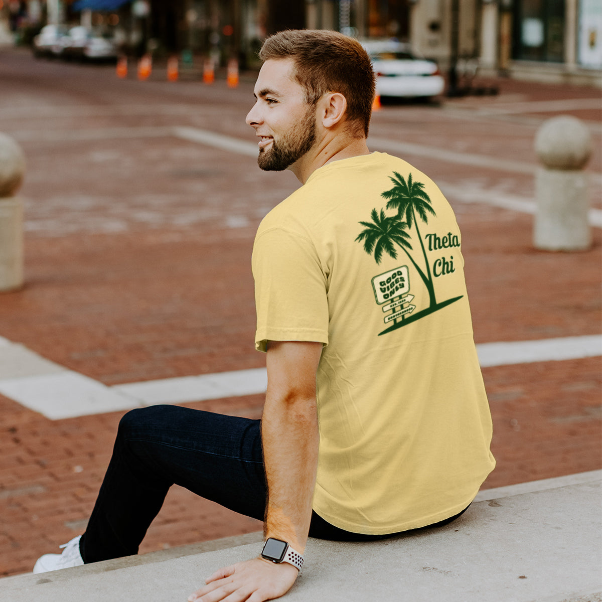 Theta Chi Comfort Colors Good Vibes Palm Tree Tee