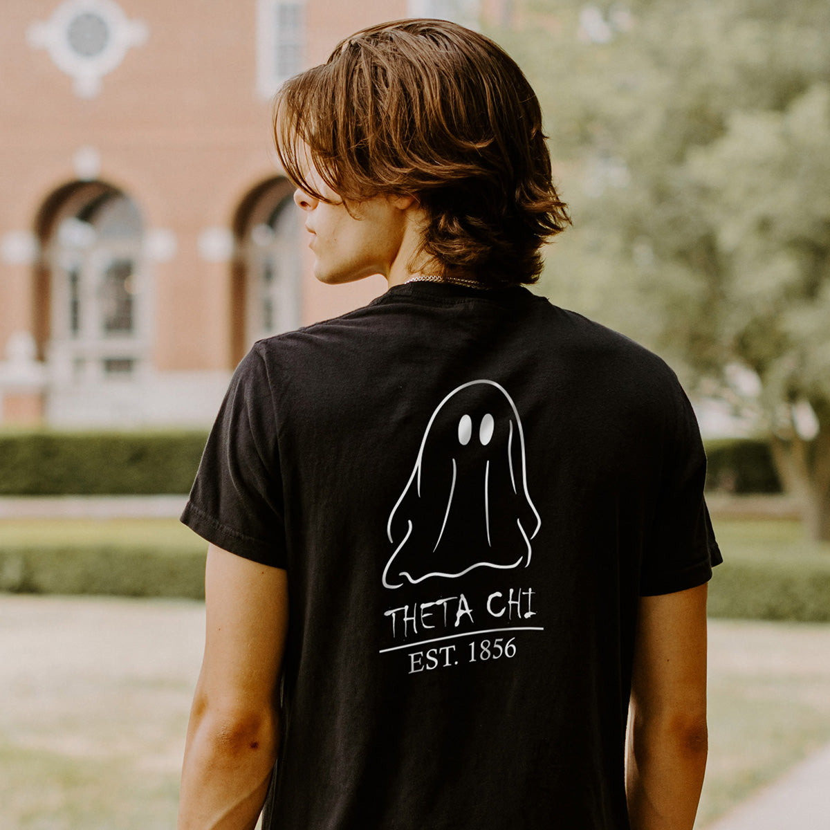New! Theta Chi Comfort Colors Black Ghost Short Sleeve Tee