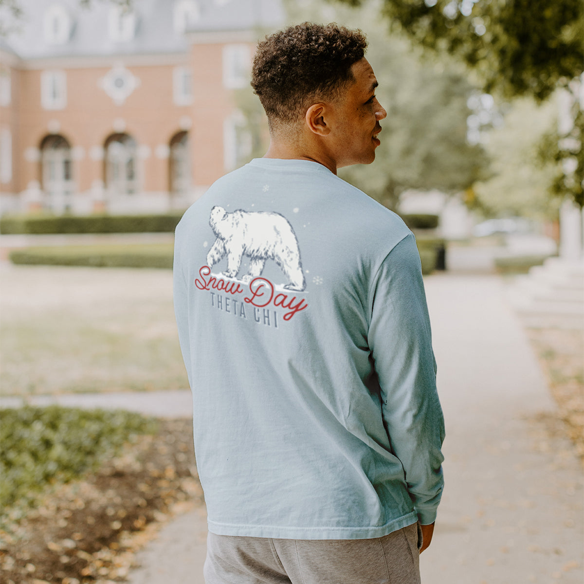 New! Theta Chi Comfort Colors Snow Day Long Sleeve Pocket Tee