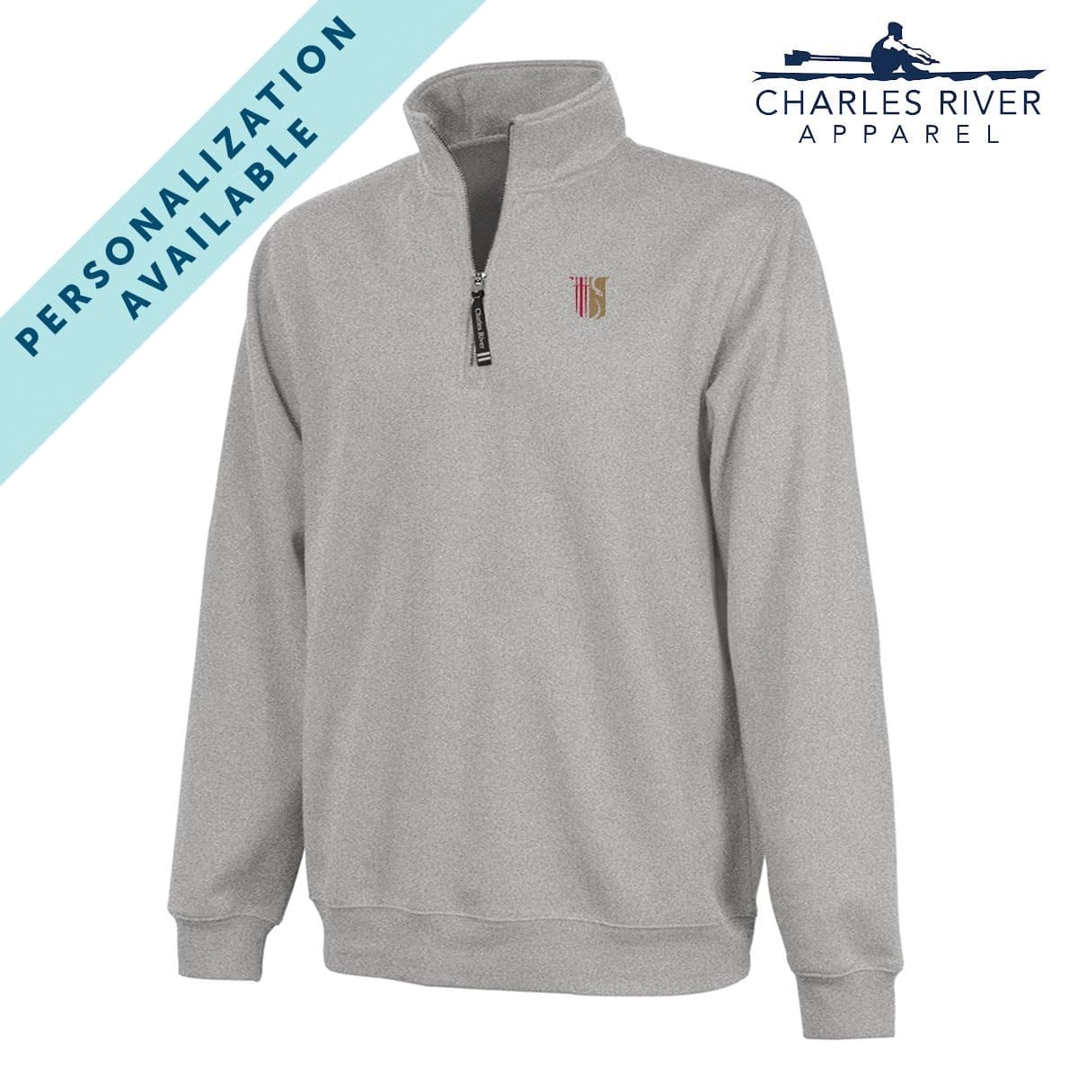 Theta Chi Embroidered Crest Gray Quarter Zip | Theta Chi | Sweatshirts > 1/4 zip sweatshirts