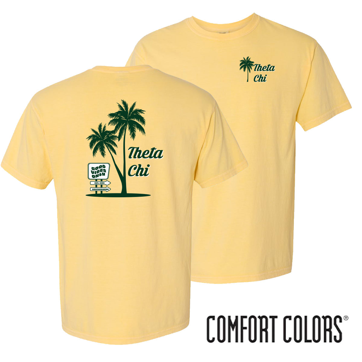 Theta Chi Comfort Colors Good Vibes Palm Tree Tee