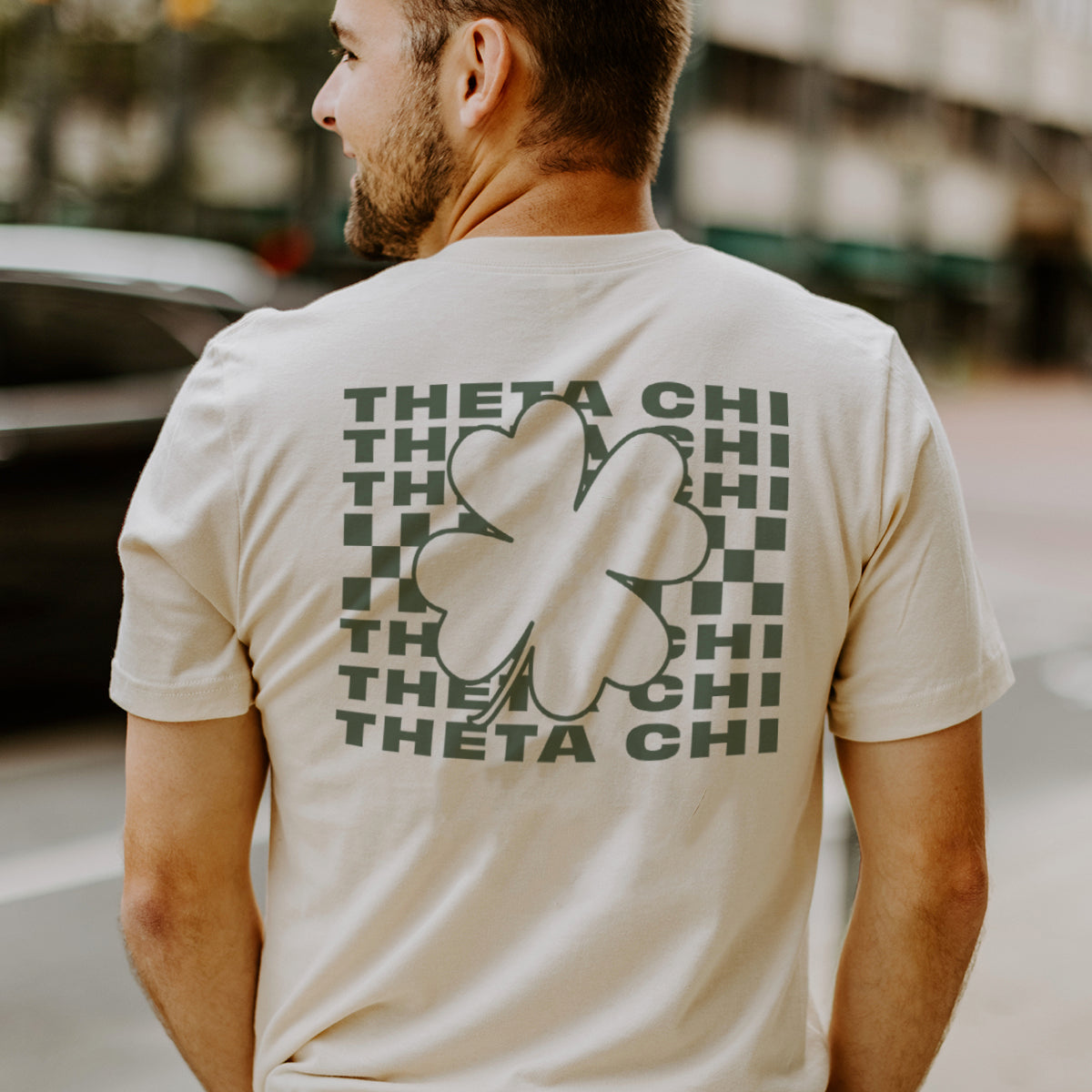 Theta Chi Natural Clover Checker Short Sleeve Tee