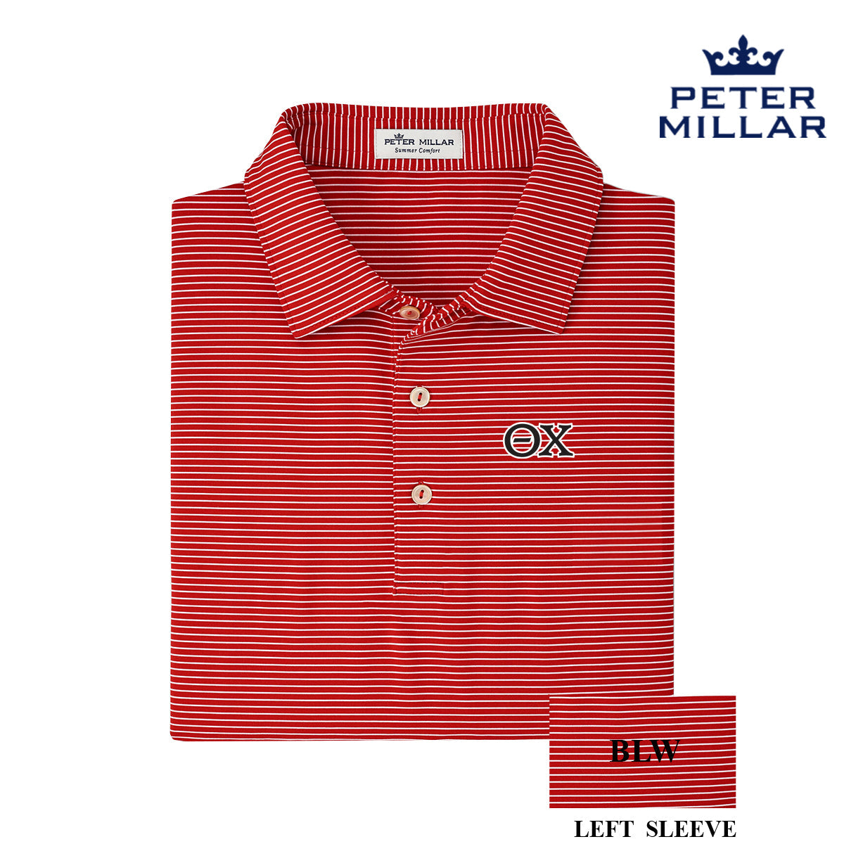 Theta Chi Personalized Red Peter Millar Marlin Performance Polo With Greek Letters