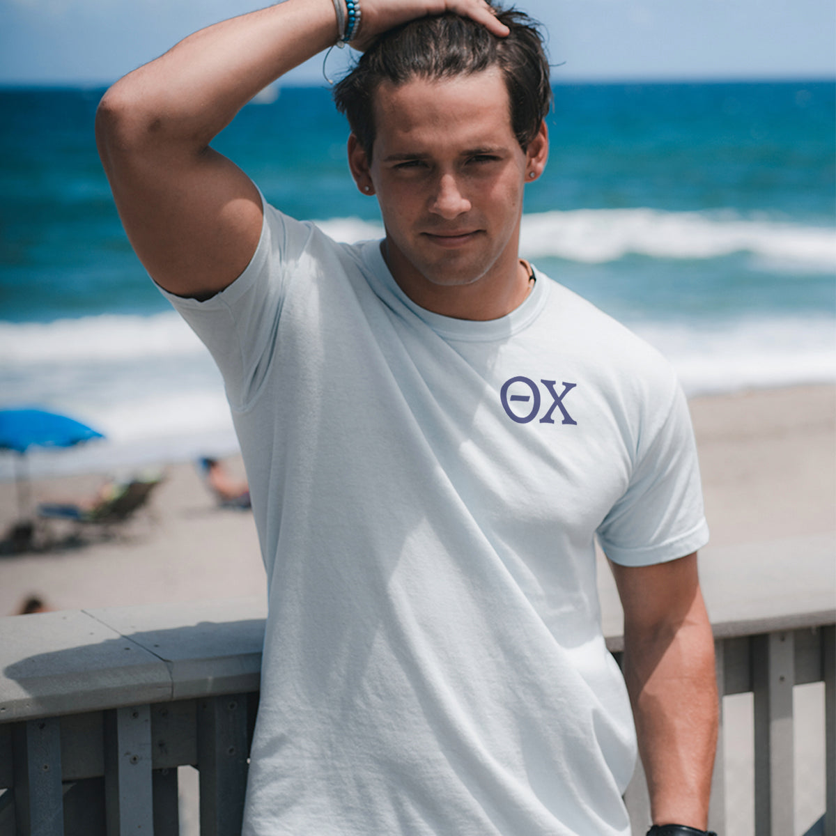 Theta Chi Comfort Colors Stars & Stripes White Short Sleeve Tee