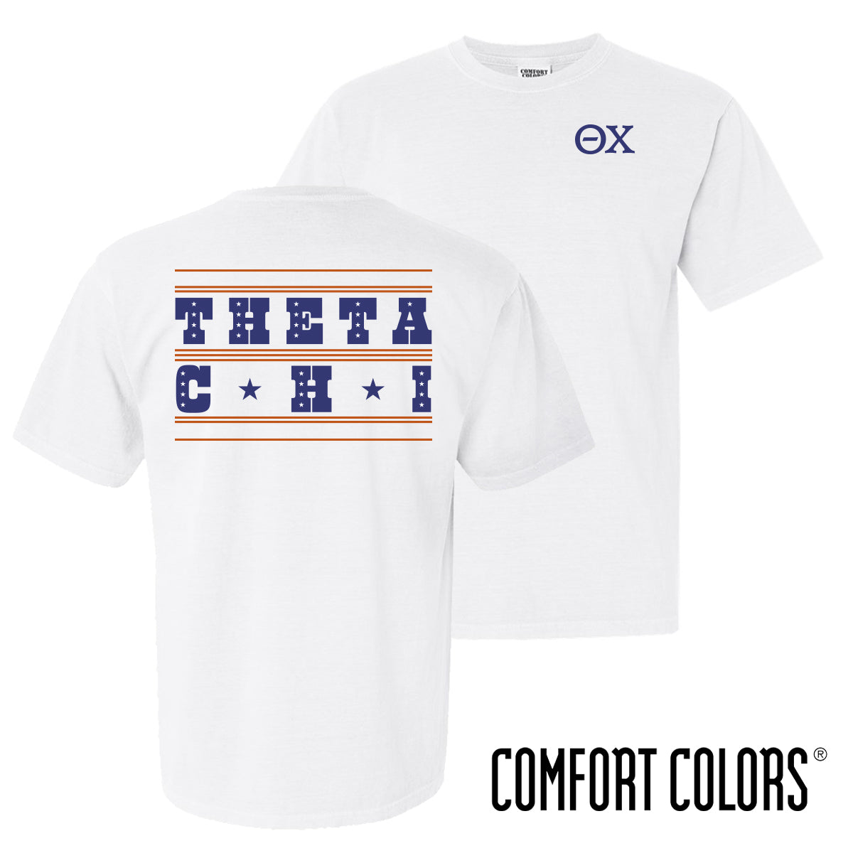 Theta Chi Comfort Colors Stars & Stripes White Short Sleeve Tee