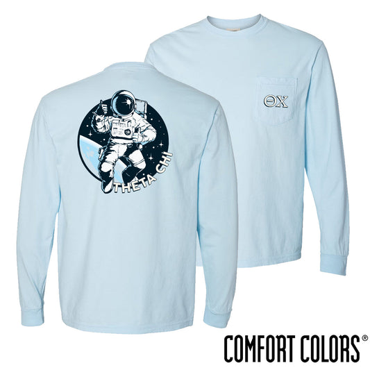 Theta Chi Comfort Colors Space Age Long Sleeve Pocket Tee