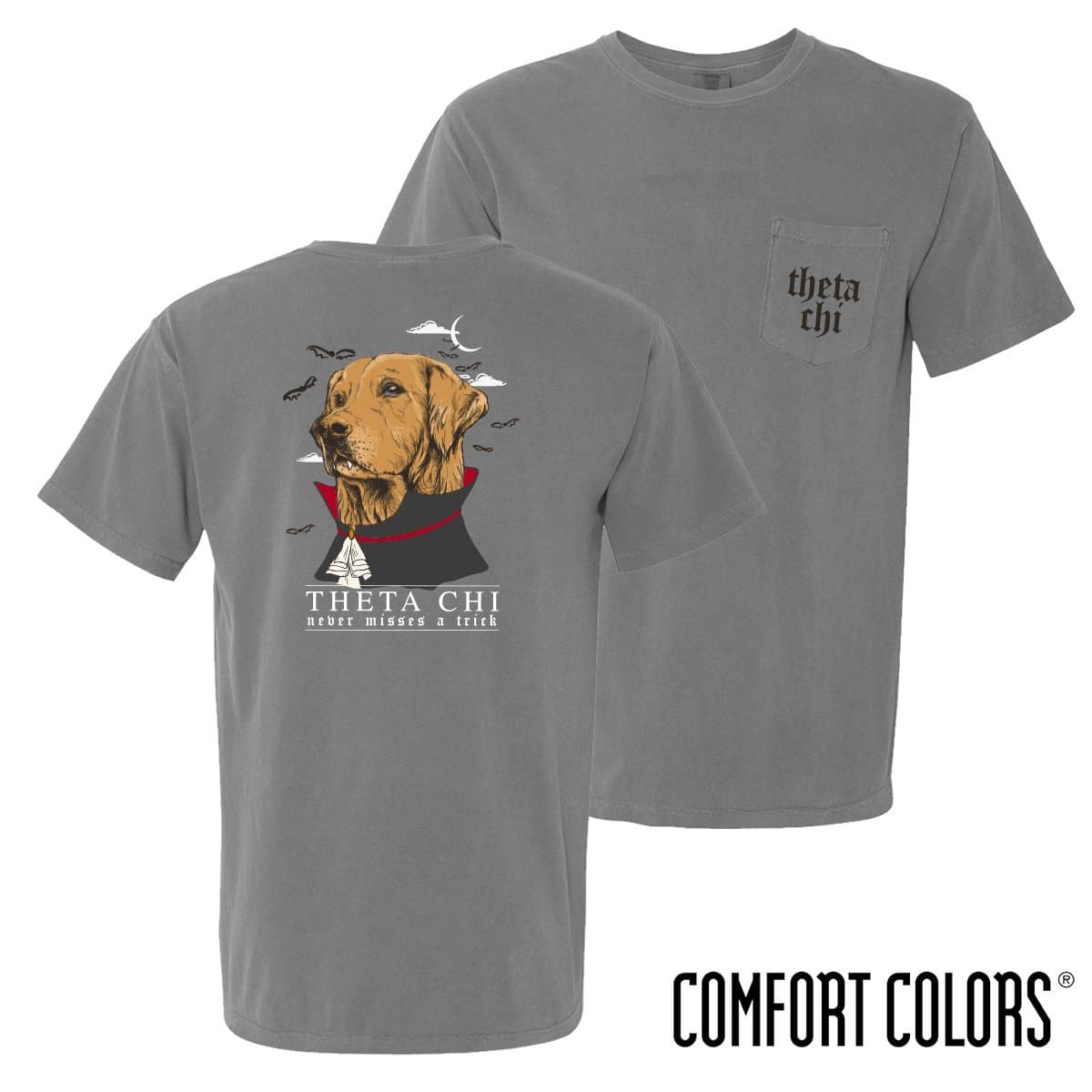 Theta Chi Comfort Colors Vampire Retriever Short Sleeve Pocket Tee | Theta Chi | Shirts > Short sleeve t-shirts
