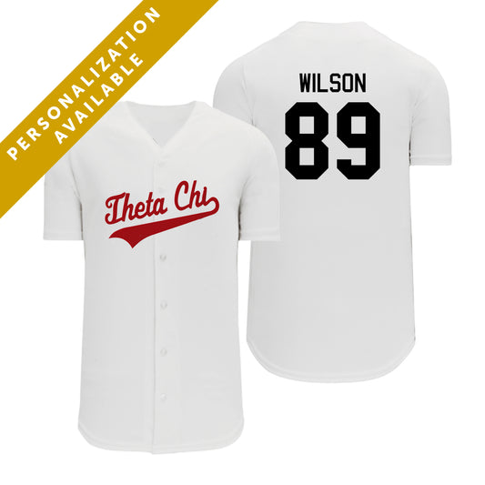 Theta Chi Personalized White Mesh Baseball Jersey