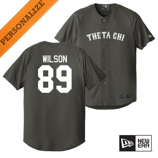 Theta Chi Personalized New Era Graphite Baseball Jersey | Theta Chi | Shirts > Jerseys