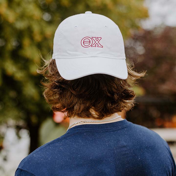 Theta Chi White Greek Letter Adjustable Hat