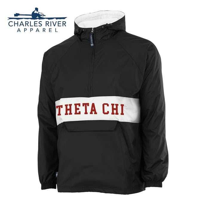 Theta Chi Charles River Retro Stripe Rain Jacket | Theta Chi | Jackets & Outerwear