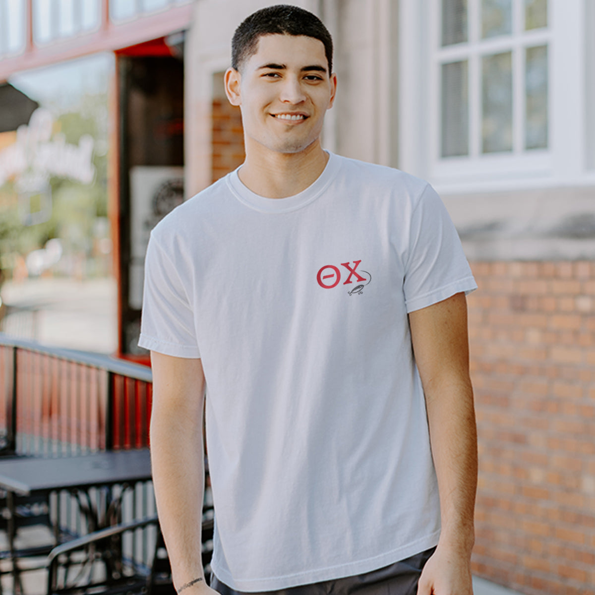 Theta Chi fraternity merch, Reel Good Time Comfort Colors Short Sleeve Tee.