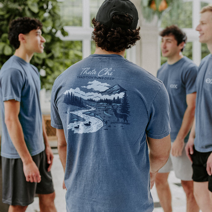 Theta Chi  fraternity merch, Comfort Colors Tradition Runs Deep Short Sleeve Tee.