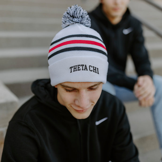 Theta Chi White Hockey Knit Beanie