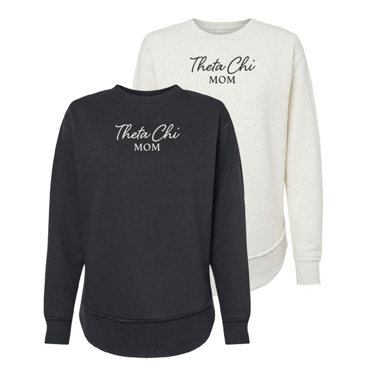 New! Theta Chi Curved Hem Mom Crewneck