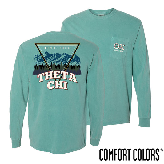 New! Theta Chi Comfort Colors Mountain Peak Long Sleeve Tee