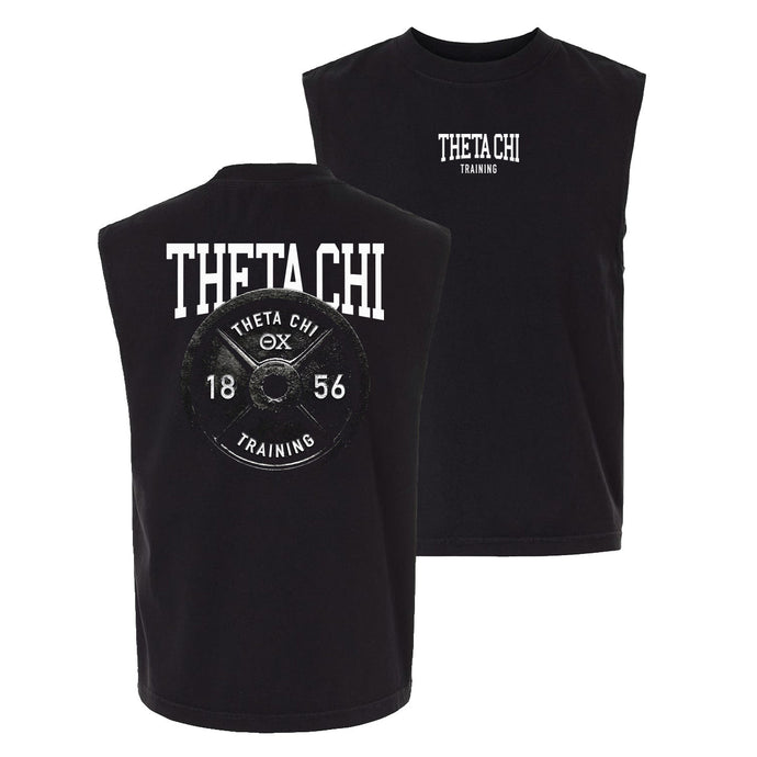 Black cut off tank top with fraternity design