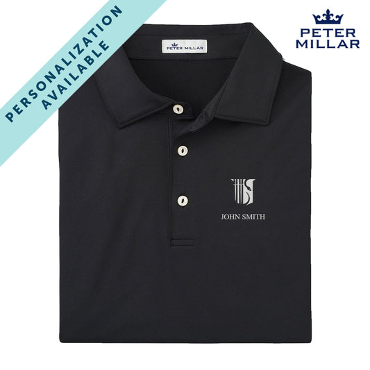 Theta Chi Personalized Peter Millar Black Polo With Symbol