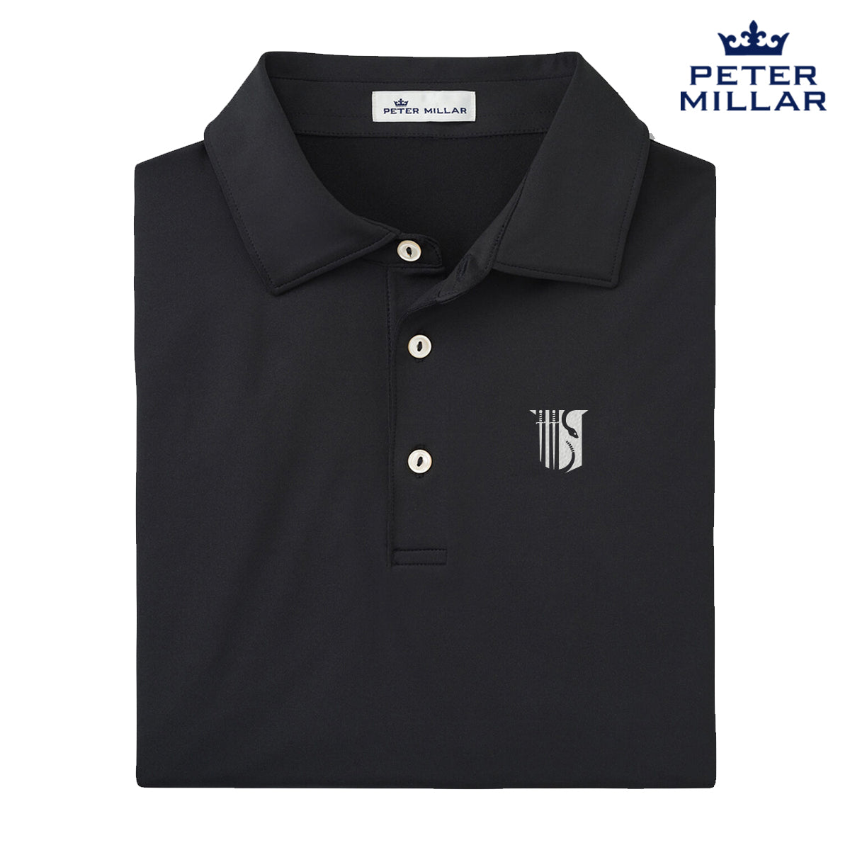 Theta Chi Peter Millar Black Polo With Symbol