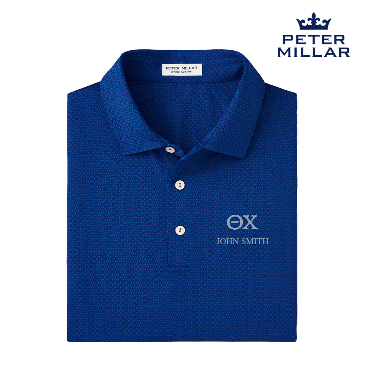 Theta Chi Personalized Peter Millar Tesseract Patterned Polo With Greek Letters