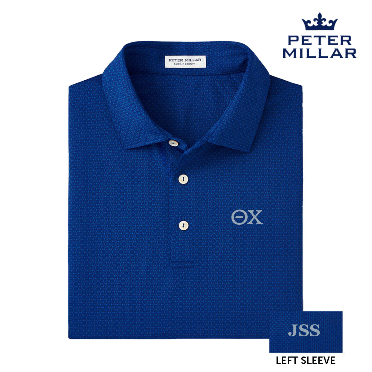 Theta Chi Personalized Peter Millar Tesseract Patterned Polo With Greek Letters