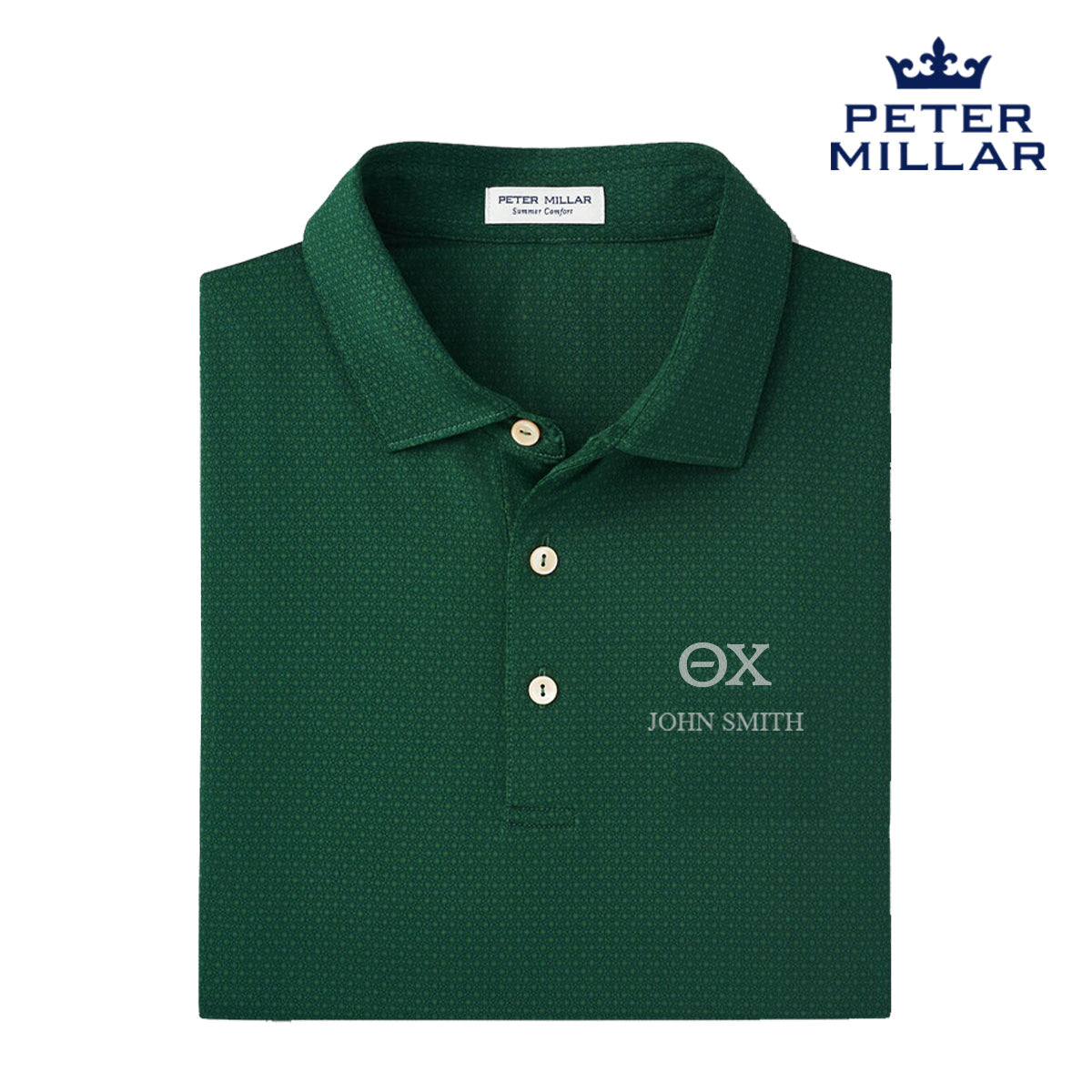 Theta Chi Personalized Peter Millar Tesseract Patterned Polo With Greek Letters