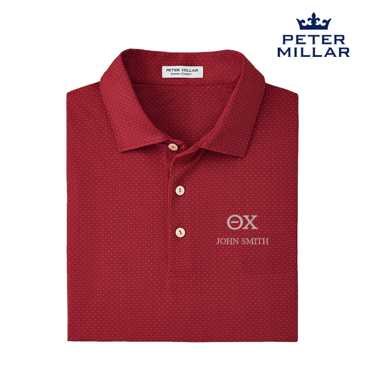 Theta Chi Personalized Peter Millar Tesseract Patterned Polo With Greek Letters