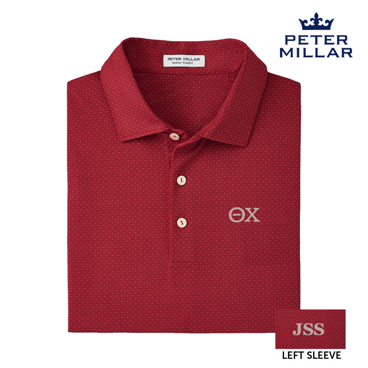 Theta Chi Personalized Peter Millar Tesseract Patterned Polo With Greek Letters