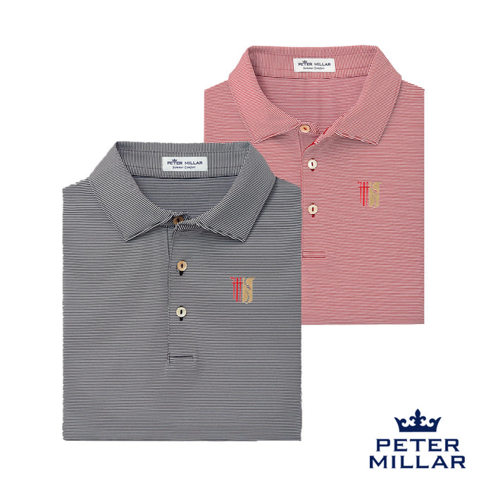 Theta Chi Peter Millar Jubilee Stripe Stretch Polo with Shield