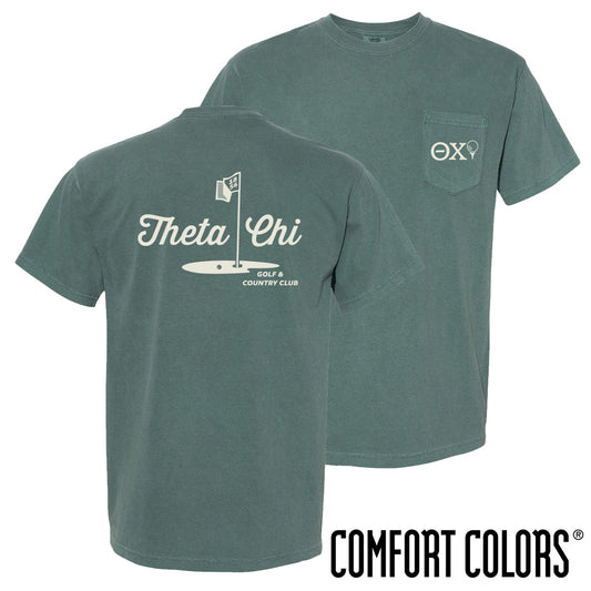 New! Theta Chi Comfort Colors Par For The Course Short Sleeve Tee
