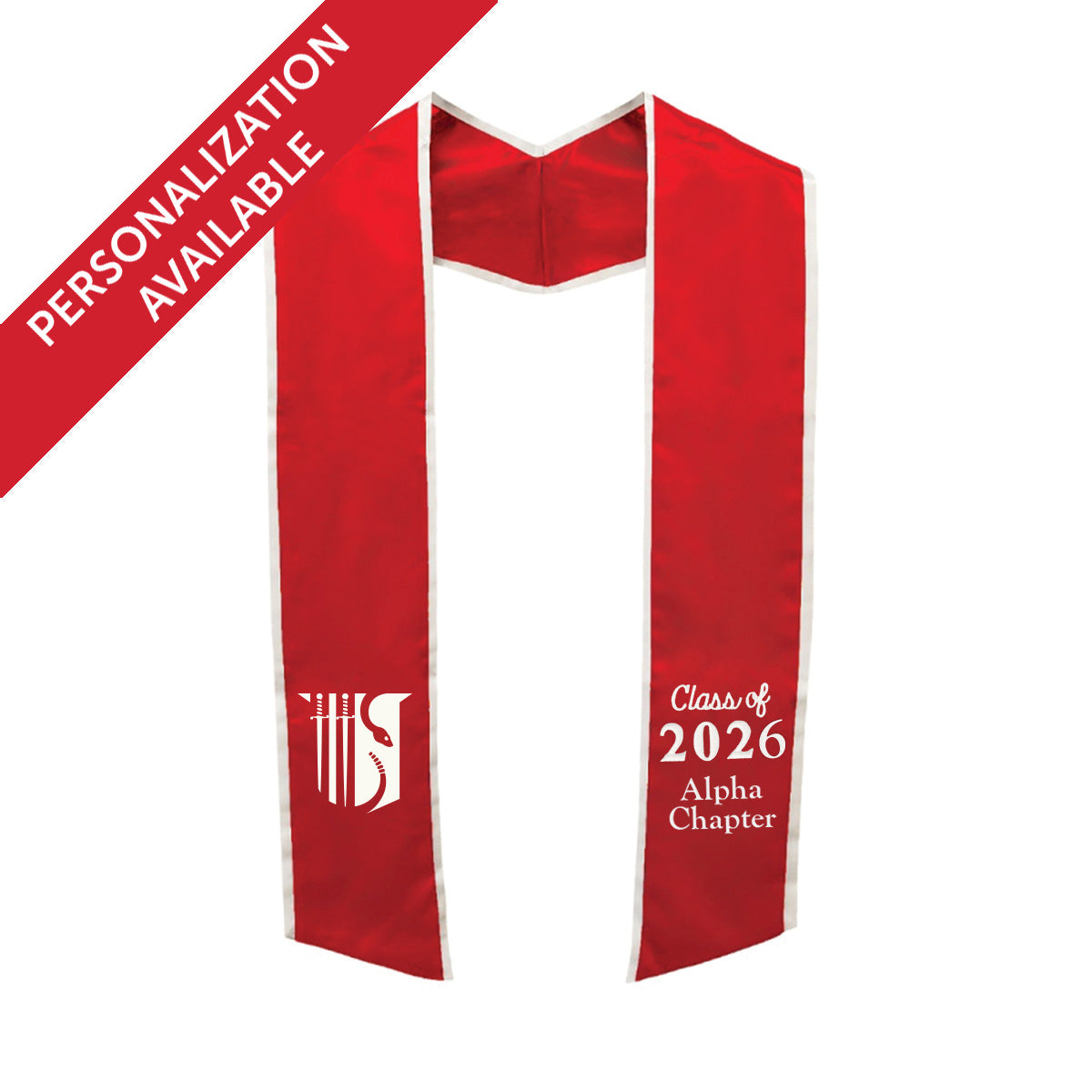 Theta Chi Personalized Trimmed Graduation Stole with Embroidered Badge