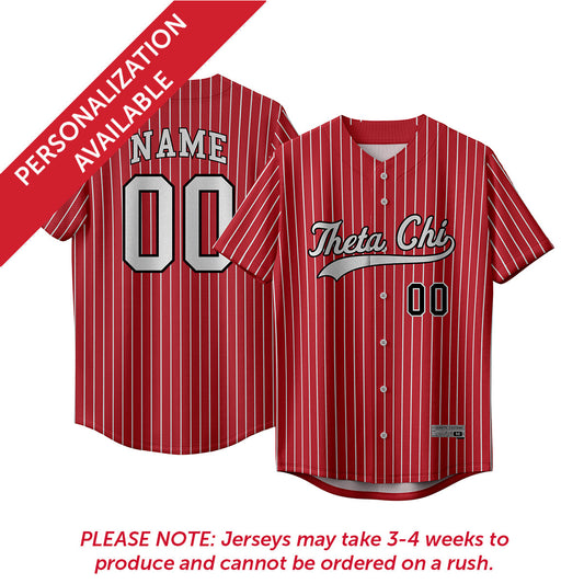 Theta Chi Pinstripe Baseball Jersey.