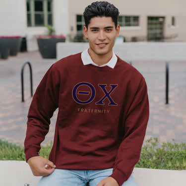 Theta Chi Maroon Old School Crewneck