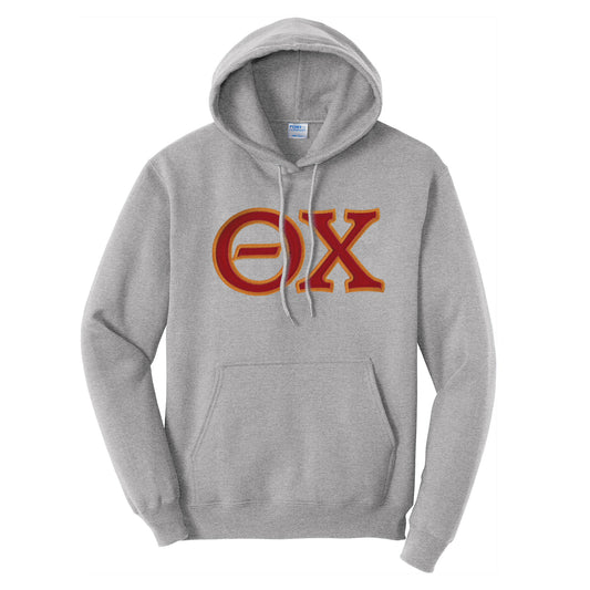 Theta Chi Heather Gray Hoodie With Sewn On Letters