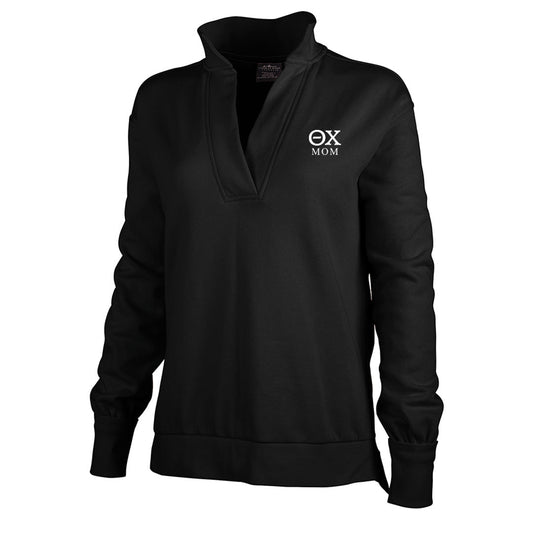 Theta Chi Black Embroidered Mom Sweatshirt