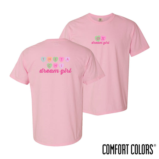 New! Theta Chi Comfort Colors Candy Hearts Short Sleeve Tee