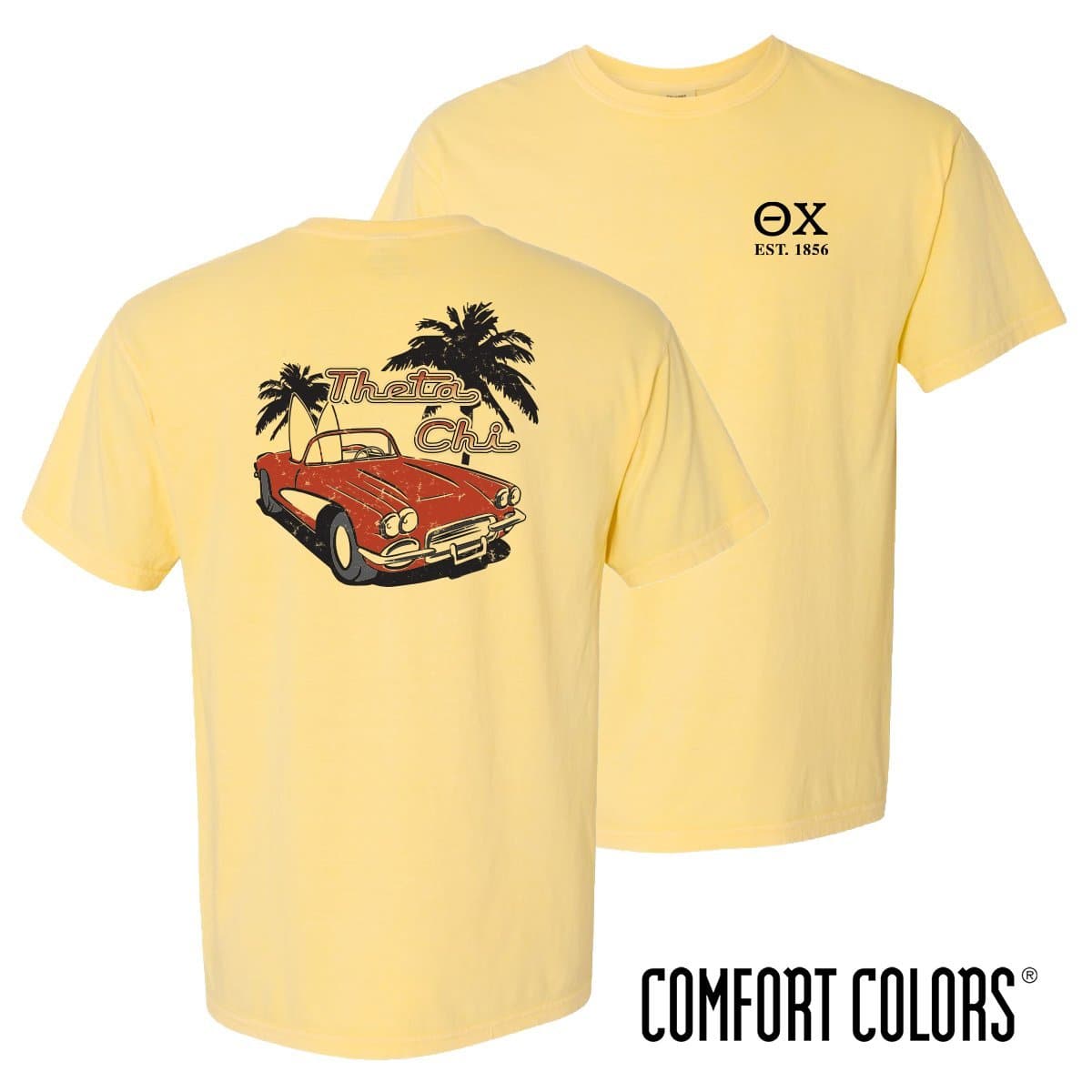 Theta Chi Comfort Colors Yellow Hot Rod Short Sleeve Tee | Theta Chi | Shirts > Short sleeve t-shirts