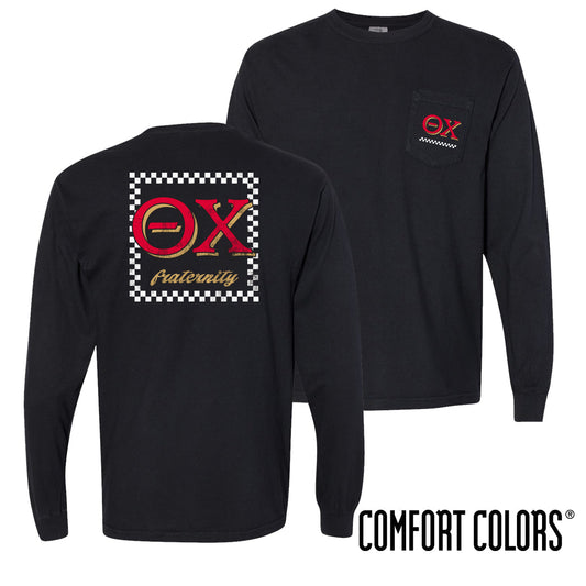 Theta Chi Comfort Colors Feeling Retro Black Long Sleeve Tee