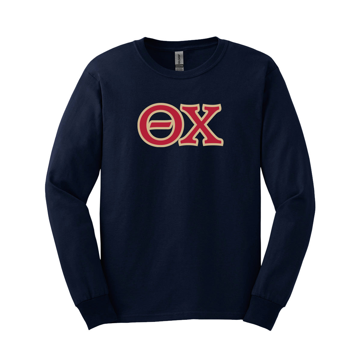 Theta Chi Navy Long Sleeve Tee with Sewn On Letters