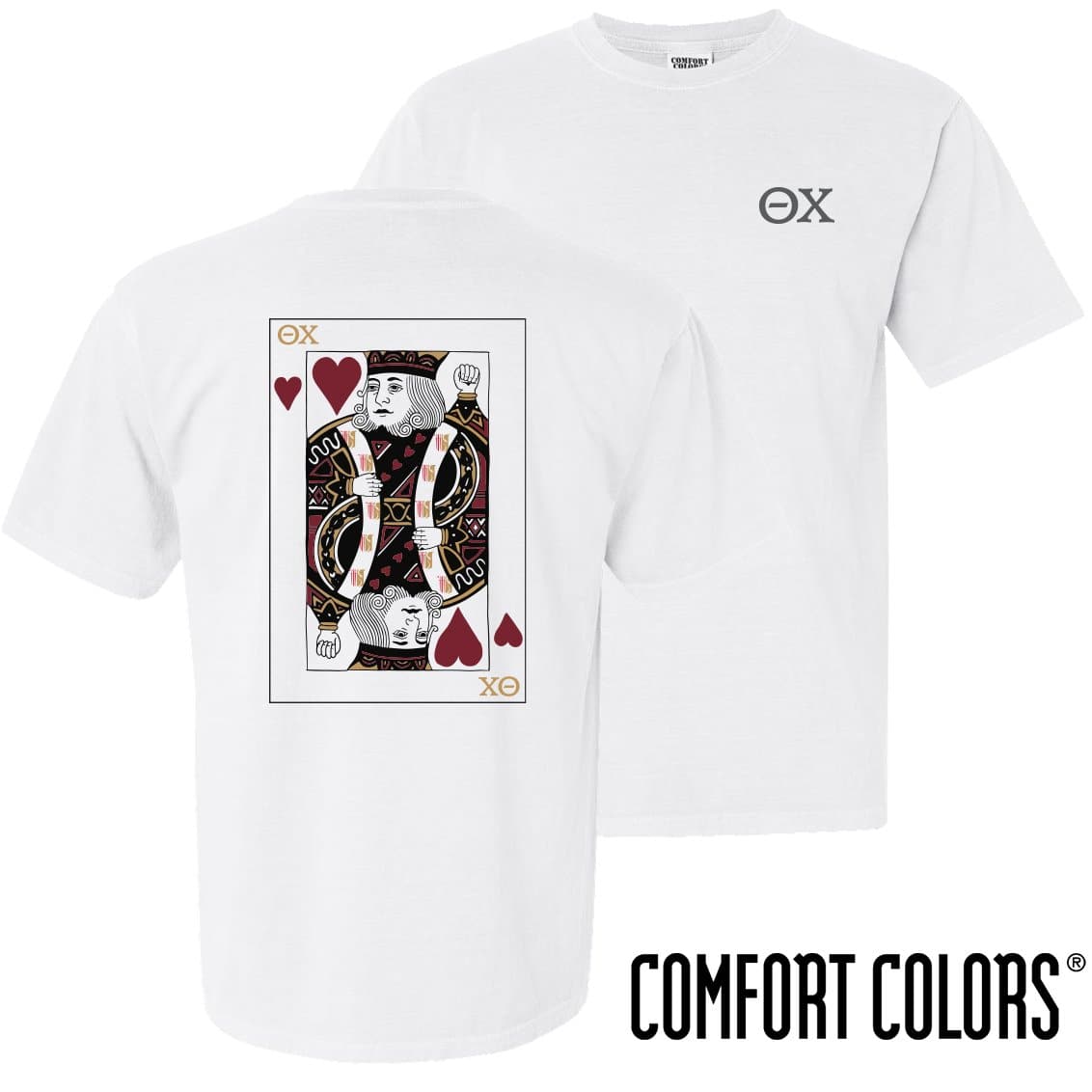 Theta Chi Comfort Colors White King of Hearts Short Sleeve Tee | Theta Chi | Shirts > Short sleeve t-shirts
