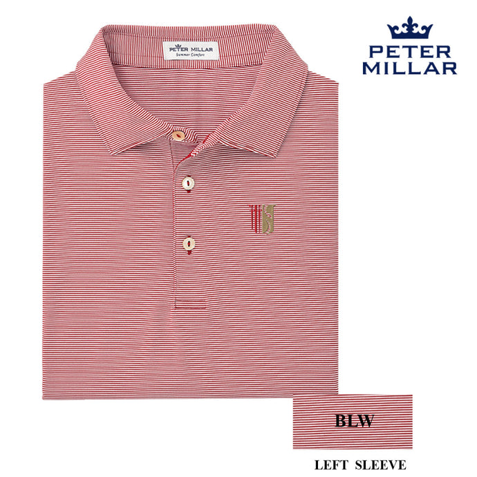 Theta Chi Personalized Peter Millar Jubilee Stripe Stretch Polo with Shield