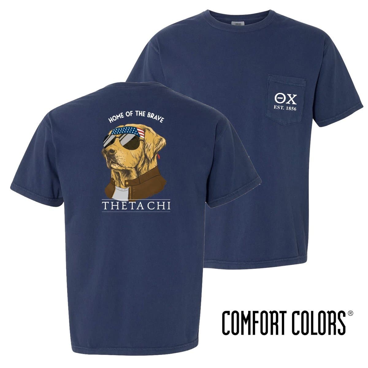 Theta Chi Comfort Colors Short Sleeve Navy Patriot Retriever Tee | Theta Chi | Shirts > Short sleeve t-shirts